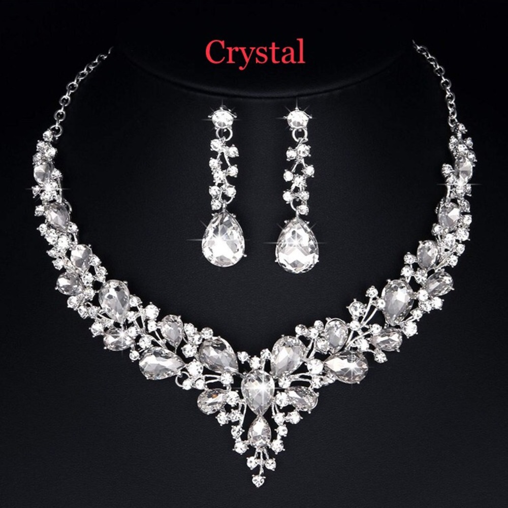 Bridal Austrian Crystal Necklace and Earrings Set
